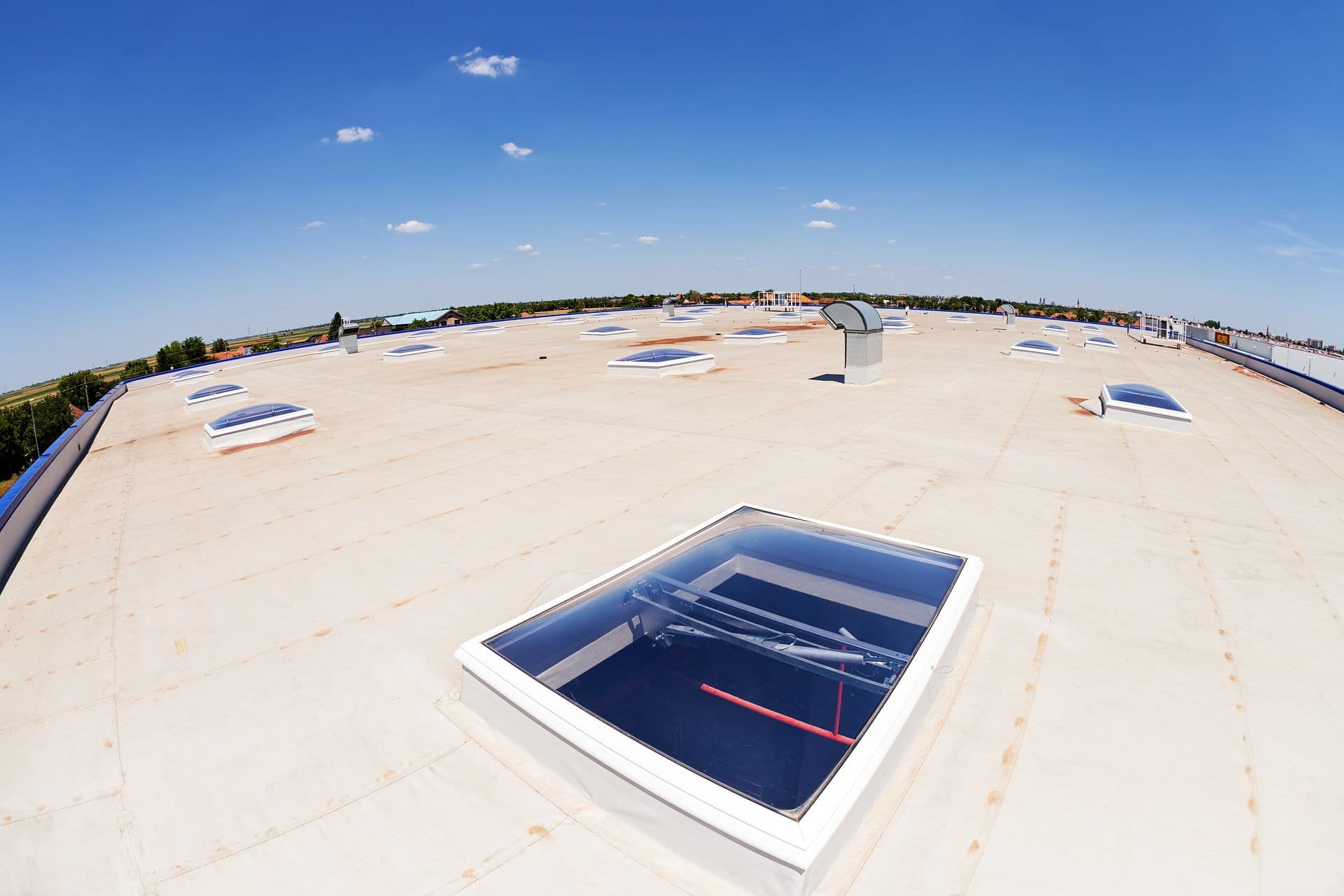 flat roof with skylight