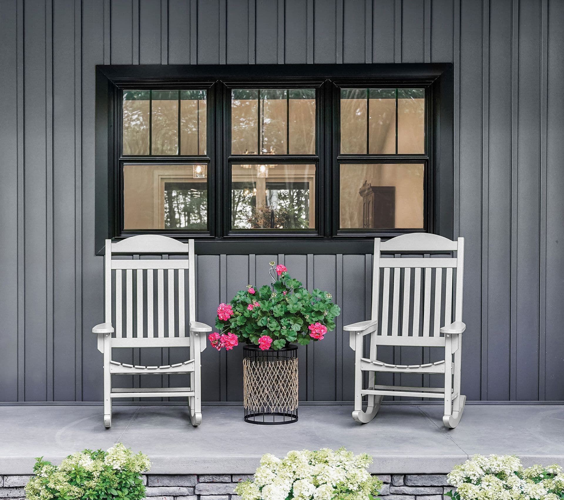 endure dh windows in textured matte coal black with internal grids